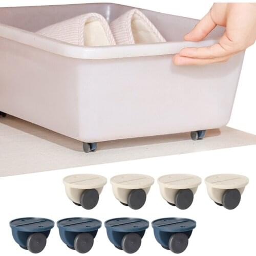 4pcs/set Storage Box Trash Can Self-adhesive Pulley Cabinet Drawer Directional Wheels Small Furniture Hardware