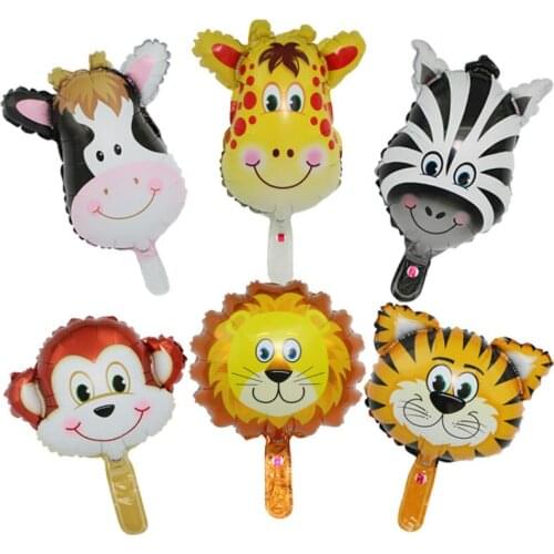 6pcs Mini Animal Head Foil Balloons Inflatable Air Balloon Kids Baby Shower Happy Birthday Party Decorations Party Supplies