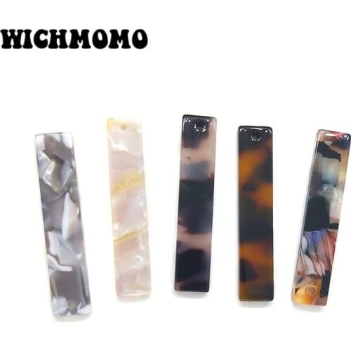 2019 New 6 Pieces 35mm High Quality Rectangular Acetic Acid Resin Smooth Charms Pendant for DIY Earring Jewelry Accessories