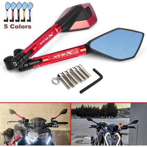 CNC Aluminum Motorcycle Rearview Mirrors Blue Anti-glare Mirror For YAMAHA XMAX300 XMAX400 XMAX X-MAX 125 Motorbike Accessories