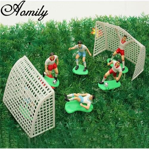 Aomily 8Pcs/set Soccer Football Cake Topper Player Decoration Tool Birthday Party Cake Funny Decorating Mold Event Party Supplie