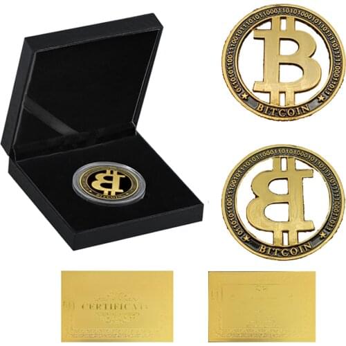 United States Hollow Bitcoin Gold Coin Collectible Art Collection Gift commemorative W/ Luxury Box
