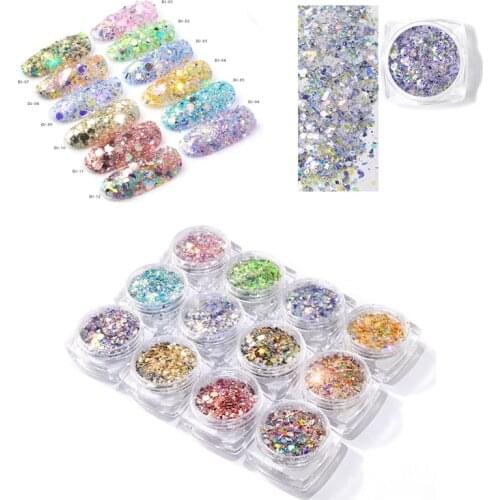 Nail Glitter Boxed Mixed Colors Nails Decoration Sparkling Plastic DIY Decorations Accessories Tools Paste on Nail