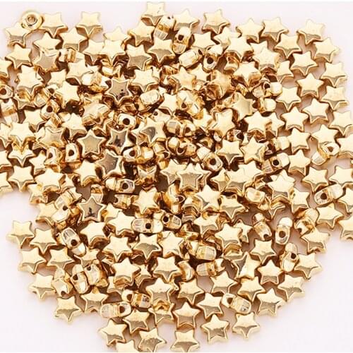 100Pcs/lot 6mm 9mm CCB Star Pentagram Beads Gold Loose Spacer Beads for Bracelet Jewelry Making Diy Handmade Needlework Supplies