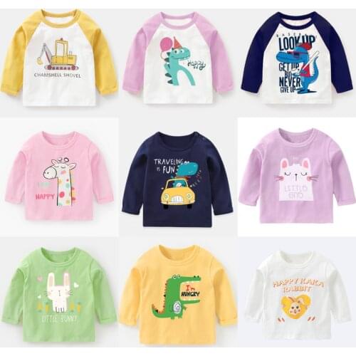 Kids Long Autumn T-shirt Girls Cute Cartoon Clothes Children Cotton Long Sleeve Tshirt Children Kids Clothing