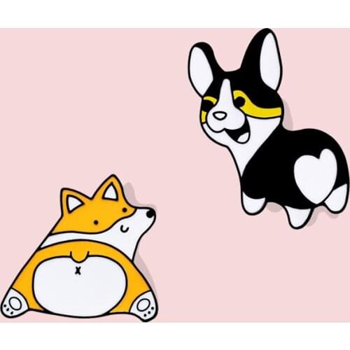 High Quality enamel Metal Brooch Jewelry Corgi Butt Dog lover pins Metal Brooches Jackets Lapel Badge Backpack Gift Accessories