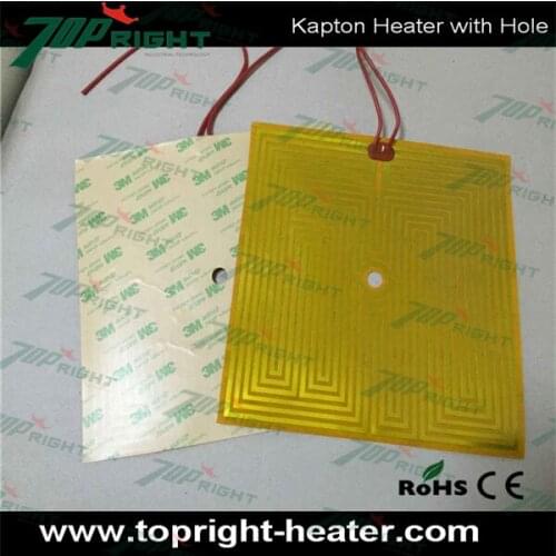 Kapton film heater square in the middle 10mm hole 12v 150w