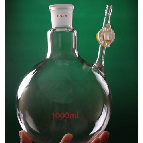 1PCS 50ml/1000ml Ball-shaped Glass Reaction Flask With Glass Stopcock, Lab Glassware