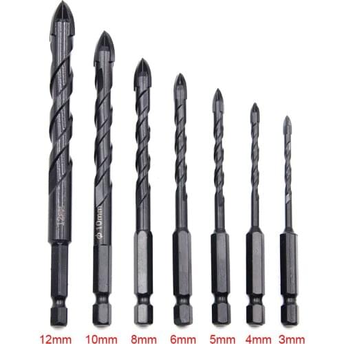 Ceramic drill bit Masonry drill bit Set 3-12mm Hex Shank Titanium Coated Tip for Glass Ceramic Concrete Power Tool Accessories