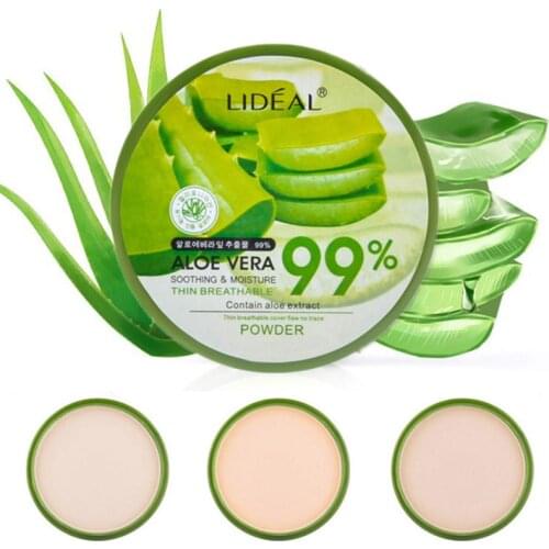 Natural Aloe Vera Face Powder Moisturizing Smooth Foundation Pressed Powder Makeup Concealer Pores Cover Brighten Powder Matte