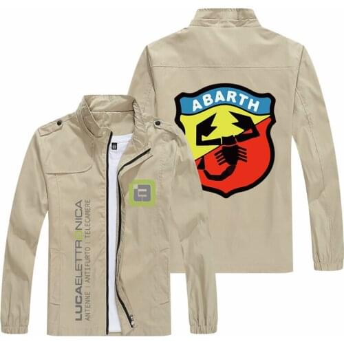 New 2021 Spring Autumn ABARTH Logo Men Stand Collar Casual Sweatshirt Long Sleeve Zipper Cardigan Jacket 7 Colors