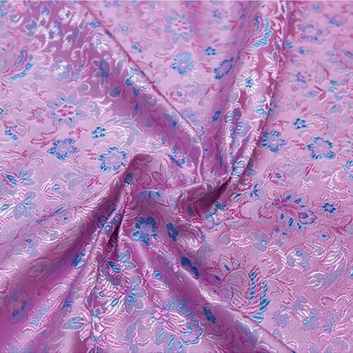 New arrival brocade yarn dyed pink smile flower fabric for patchwork felt tissue telas dress bed sheet children cloth 100x75cm