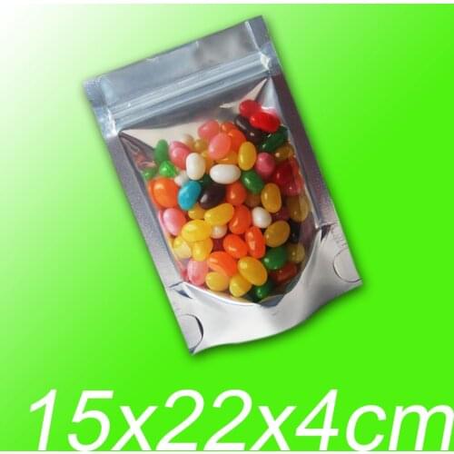 Clear aluminum foil stand up ziplock Sealed bag packing bag 15x22x4cm 100pcs/lot
