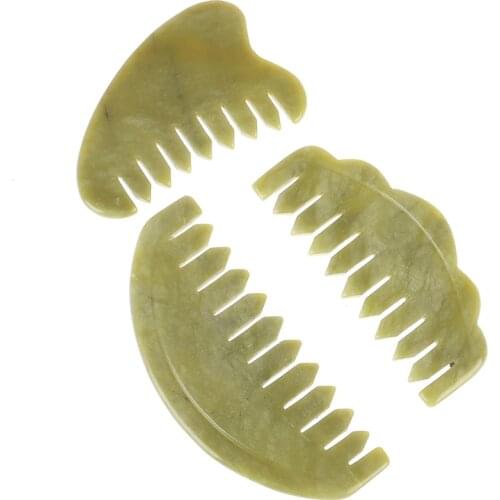 Natural Jade Stone Comb Guasha Board Comb Shape Massage Hand Massager Relaxation Comb Health Care 3 Types