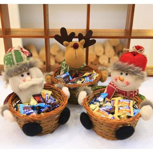 Christmas Candy Storage Basket Christmas Table Decoration Cute Christmas Santa Candy Holder Fruit Basket Gift Desktop Decoration