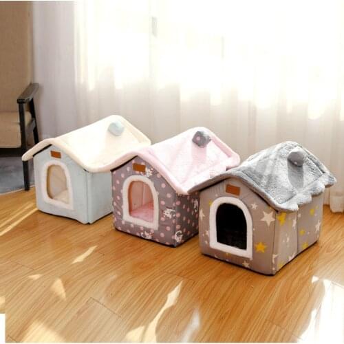 Detachable Cat house Cute cartoon with mat Dog house Warm Comfort Luxury Cat Cave bed Pet supplies