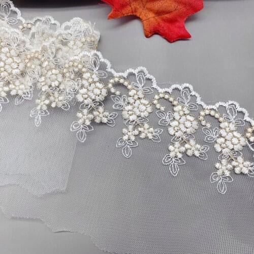 3yards Water Soluble Embroidered Flower Mesh Fabric Gold Lace DIY Lace Trim Garment Accessories Lace Fabric 11.3CM Width