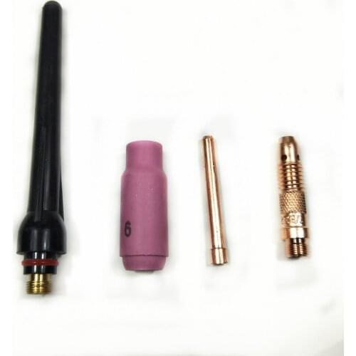 Argon TIG Welding Torch Consumable 4pcs Electrode Collet Body Collet Alumina Nozzle Long Cap WP18 WP17 WP26 TIG Kits