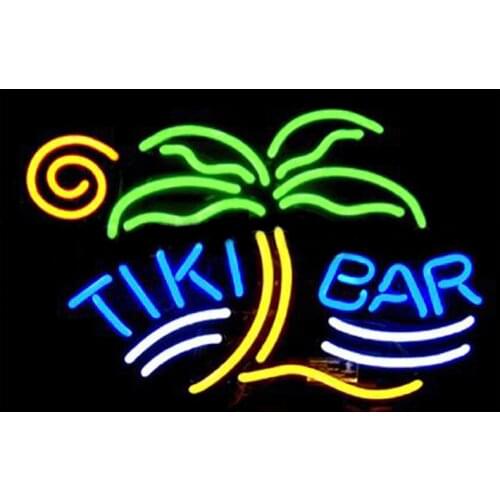 TIKI Bar Palm Tree Custom Handmade Real Glass Tube Motel KTV Party Advertise Home Decoration Display Sign Neon Light 31X24"