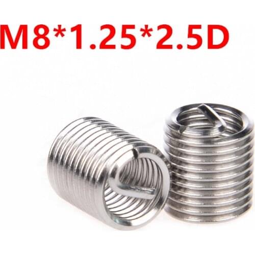 100pcs M8*1.25*2.5D Wire Thread Insert, m8x2.5D Wire screw sleeve, M8 Screw Bushing Helicoil Wire Thread Repair Inserts SUS304