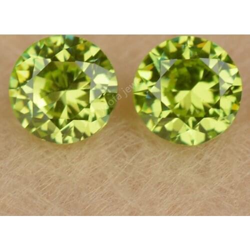 1~4mm High quality Apple Green Color Round Shape Beads Stone Loose Synthetic Gems Cubic Zirconia Zircon CZ Stone For Jewelr