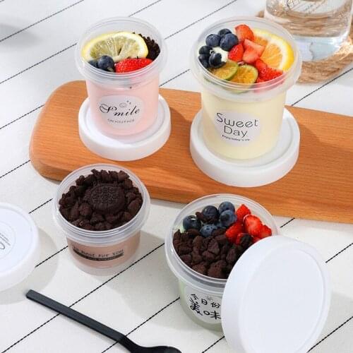 10pcs Net red ice cream jar yogurt pudding dessert cup 100ml/180ml/300ml/500ml frosted transparent box cake pastry cup with lid