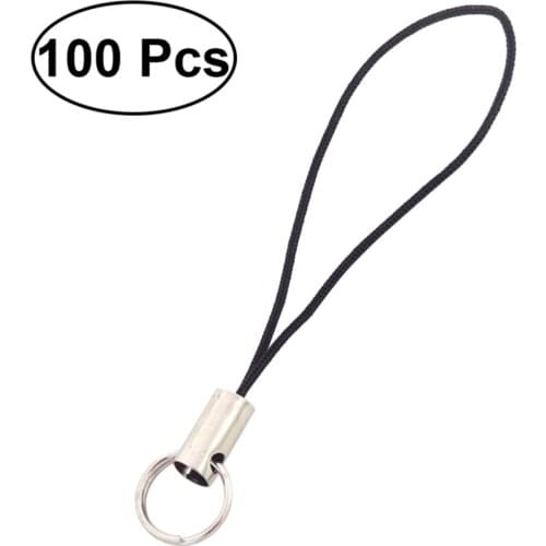 100Pc Black Simple Fashion Mobile Phone Lanyard String For Keys Diy Jewelry Pendant Short Wrist Rope ID Name Tag CordAccessories