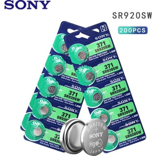200pcs Sony Original 371 SR920SW 920 LR920 AG6 LR920 LR69 171 1.55V Silver Oxide Watch Battery Watch Battery MADE IN JAPAN