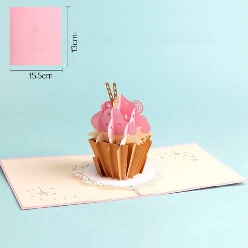 3D Laser Cut Handmade Cup Cake Paper Festival Blessing Greeting Card Kids Children Birthday Party Creative Gift