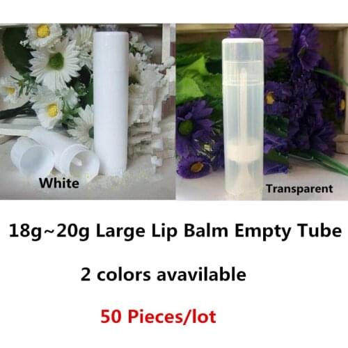50 Pcs/lot 18g~20g Empty Large Clear Lip Balm Tubes Containers Lipstick Cool Lip Tubes Cosmetic Lotion Bar Container Glue Sticks