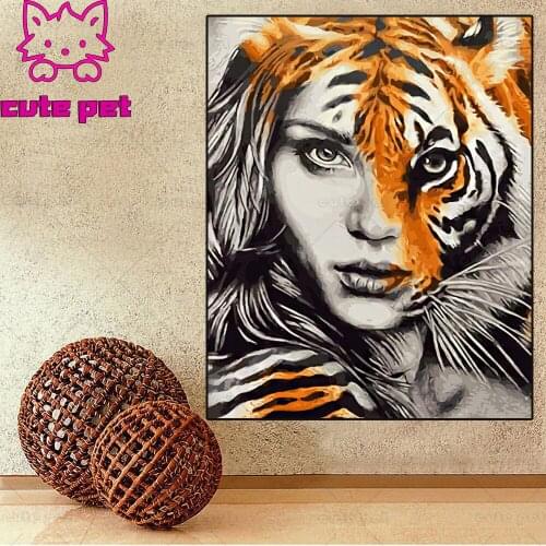 5D DIY Crystal Diamond Painting Animal Tiger Full Square Tigresss Soul Kits Rhinestones Embroidery Mosaic Art Gift Wall Sticker