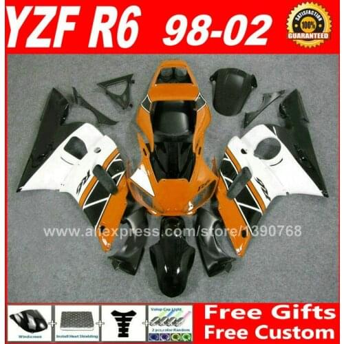 ABS fairing fit for YAMAHA YZF R6 98 99 00 01 02 1998 1999 2000 2001 2002 fairings kits free custom