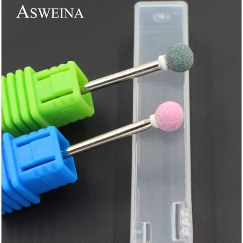 ASWEINA 1pcs Spherical Ceramic Stone Burr Nail Drill Bit 3/32" Professional Manicure Electric Drill Accessory Nail Tools