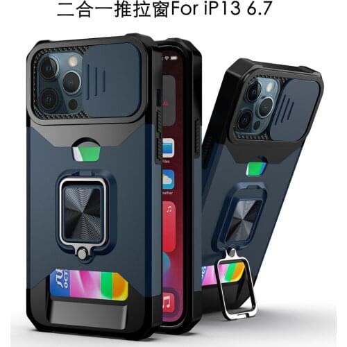Phone Case For iPhone 13 Pro 11 12 Pro Max XR X XS Max 7 8 Plus Card Armor Coque Magnetic Metal Ring Stand Shockproof Cover capa