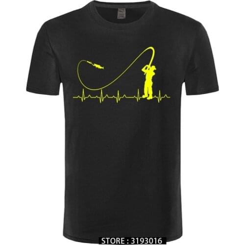 Fishinger Heartbeat T Shirt - Funny Fish Fisherman Gift Idea New Fashion Men T-Shirt Fashion Short Sleeve Sale 100 % Cotton