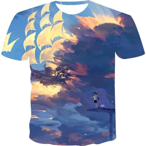 New 3D Printing T-shirt Nature Landscape T Shirt Men Women Summer Black T-Shirt Round Neck Comfortable Starry Sky Tops Tees