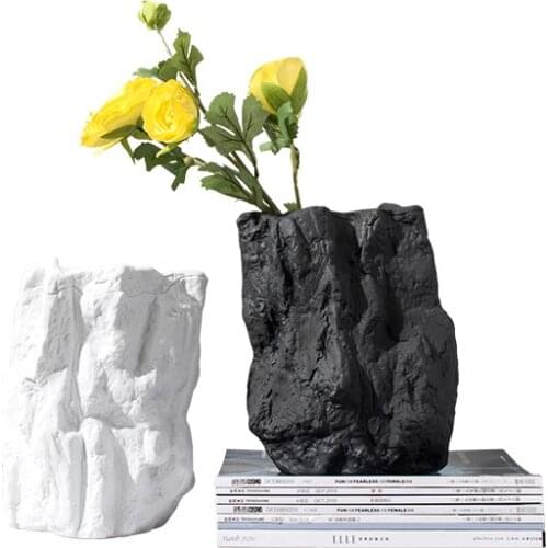 Plain White Matte Black and White Bark Ceramic Vase Flower Soft Decoration Home Decoration Ornaments