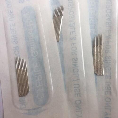 15 Prong Double deck sloped needles Permanent Makeup Manual Eyebrow Tattoo Needles Blade For 3D Embroidery Microblading Pen