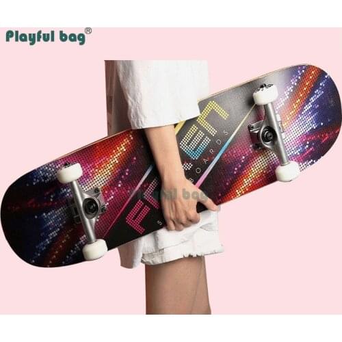 Playful Bag Adult Skateboard Professional Double Rocker Skateboard Creative graffiti Maple Wood Board ABEC-9 Bearing MA05