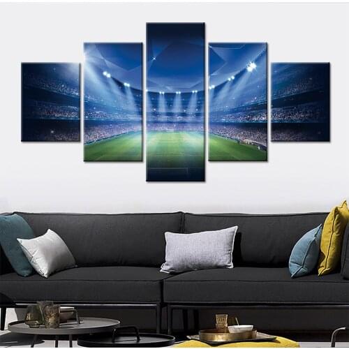 5 Panels Football Field Pictures Painting on Canvas Wall Art Posters and Prints for Living Room Home Decor