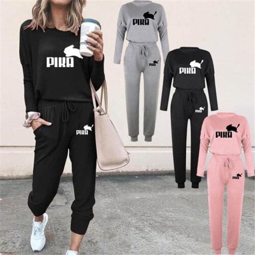 2021 Women New Fashion Tracksuit Set Sports Pullovers Suit Tops and Long Pants Female Sweatshirt Femme Casual Suits Sportwear