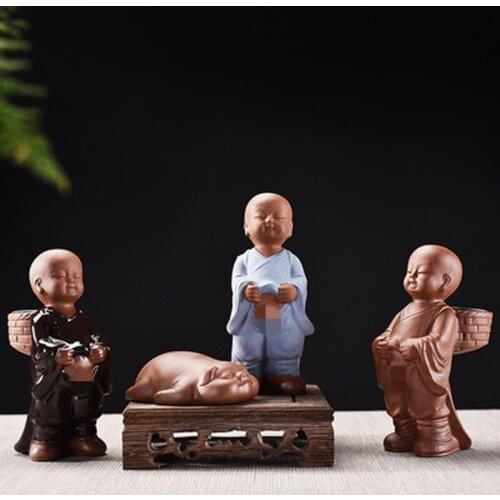 Creative Little Boy purple sand water spray tea pet decoration chinese kung fu puer tea infuser teaware accessory