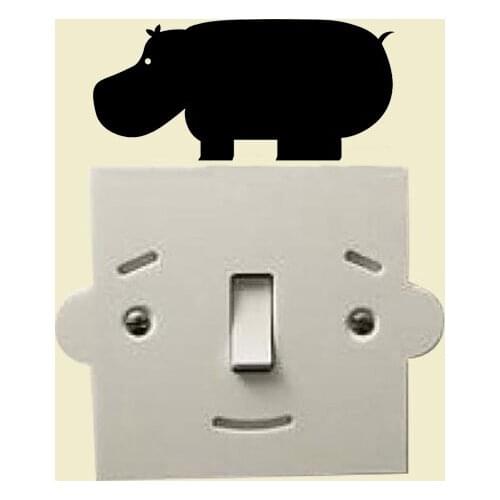 Cute Hippo Hippopotamus Vinyl Switch Sticker Funny Animal Wall Stickers For Kids Rooms 2WS0172