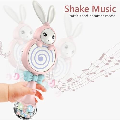 Cartoon Rabbit Handbells Rattles Infant Multifuctional Early Educational Toys Musical Instrument Toy Soothing Hand Toys