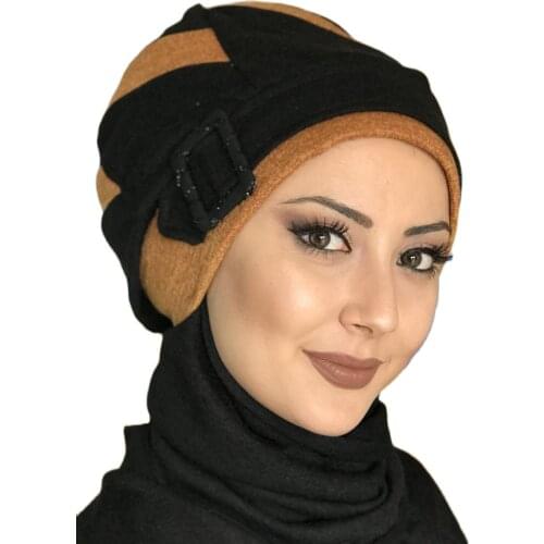 Islamic Clothing Hijab New 2021 Fashion Hijab Muslim Scarf Scarf Hat Scarf Ready Made Shawl Combination Turban Taba Black Beret