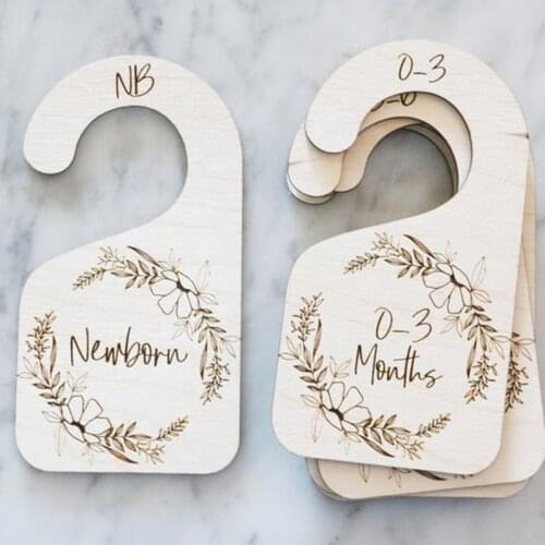 Set of 7 pcs floral wreath baby wood closet dividers nursery closet clothes divider