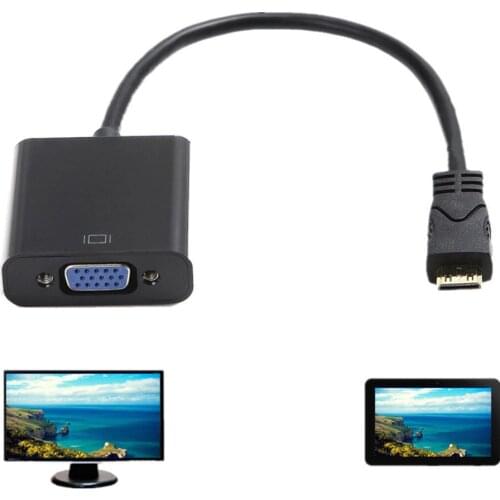 Latest Chipset Mini HDMI-compatible Male to VGA Female Video Converter Adapter AV TV Cable