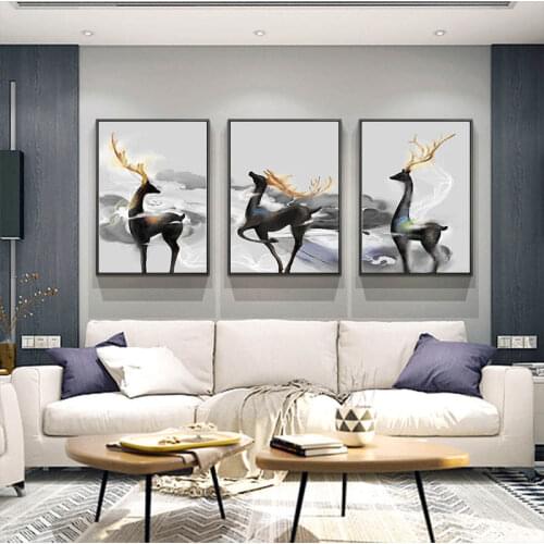 Black Novelty Sika Deer Canvas Paintings Prints Posters Nursery Wall Art Pictures for Living Room Kids Childern Room Decoration