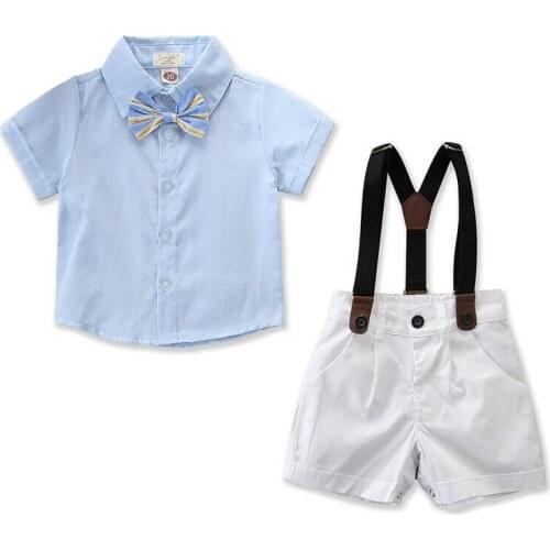 Baby Boy Shoes Hot 2PCS 2019 New Brand Newborn Boy Gentleman Outfit Clothes Shirt Tops+Bib Pants Jumpsuit Set
