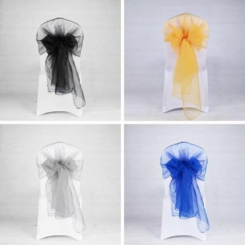 Wholesale Price Organza Chair Cap Sashes Chair Bows Wedding Party Event Xmas Banquet Decor Sheer Organza Fabric 18cm x 275cm